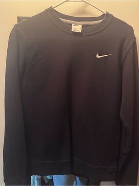 Nike Women's Black Crewneck Sweatshirt with White Swoosh